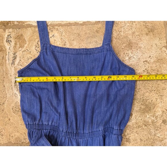 Old Navy Womens Denim Sleeveless Jumpsuit With Adjustable Straps & Waist Tie - Picture 8 of 9